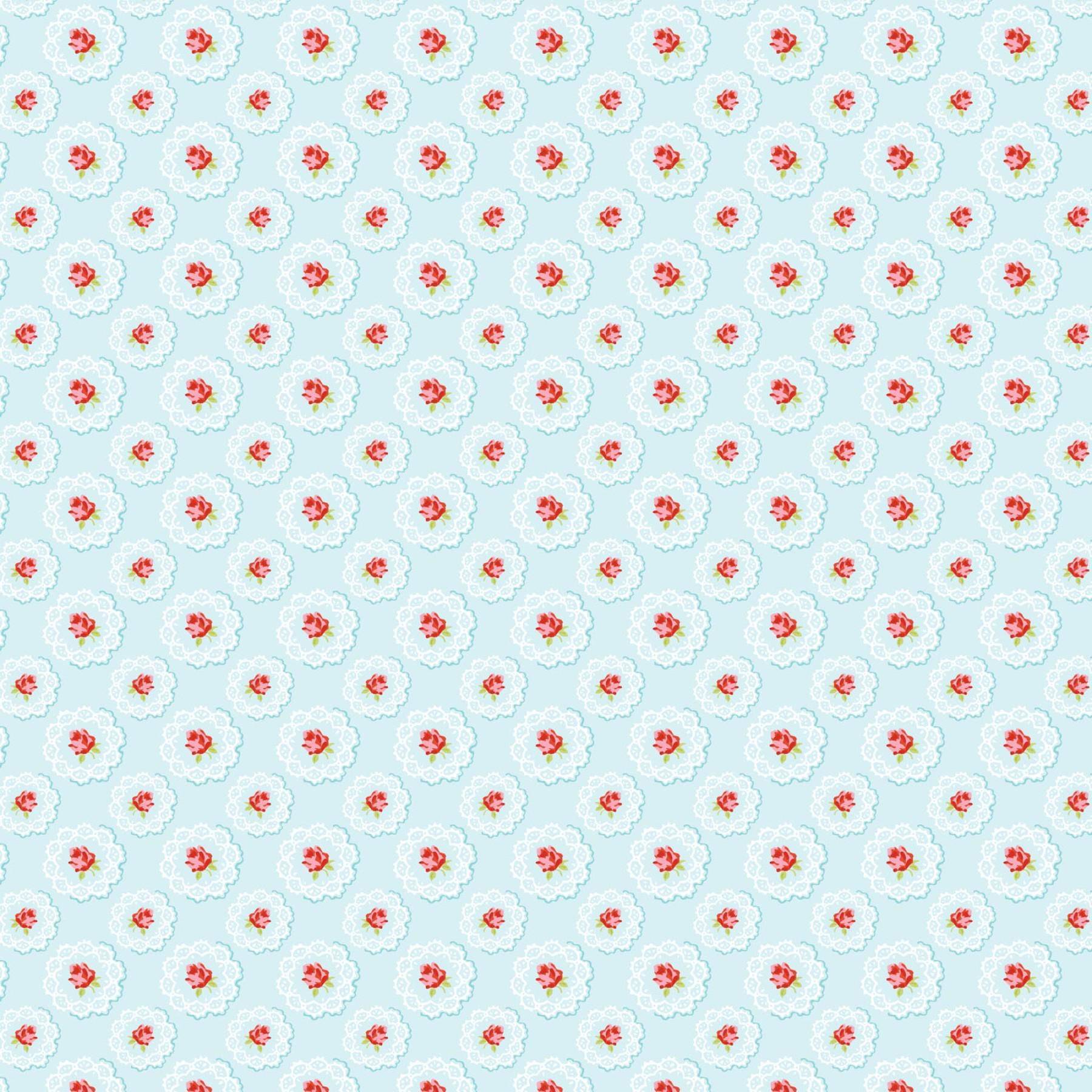 Charming Rose and Doily Print Fabric for Quilting