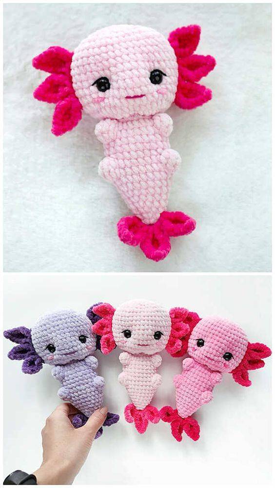 30 Axolotl Crochet Patterns Chunky Crochet Axolotl Amigurumi Toys