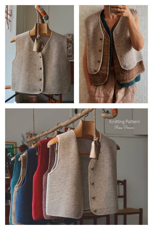 22 Knit Vest Patterns Classic Garter Stitch Knit Vest Project