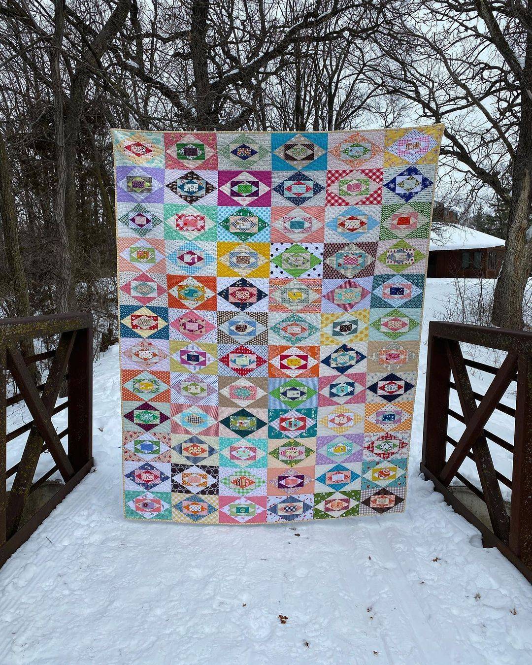 Colorful Diamond Patchwork Quilt Project