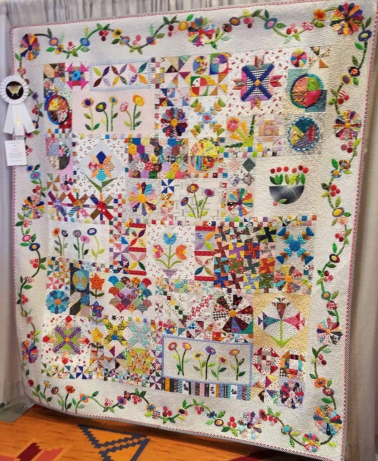 Colorful Floral Patchwork Quilt