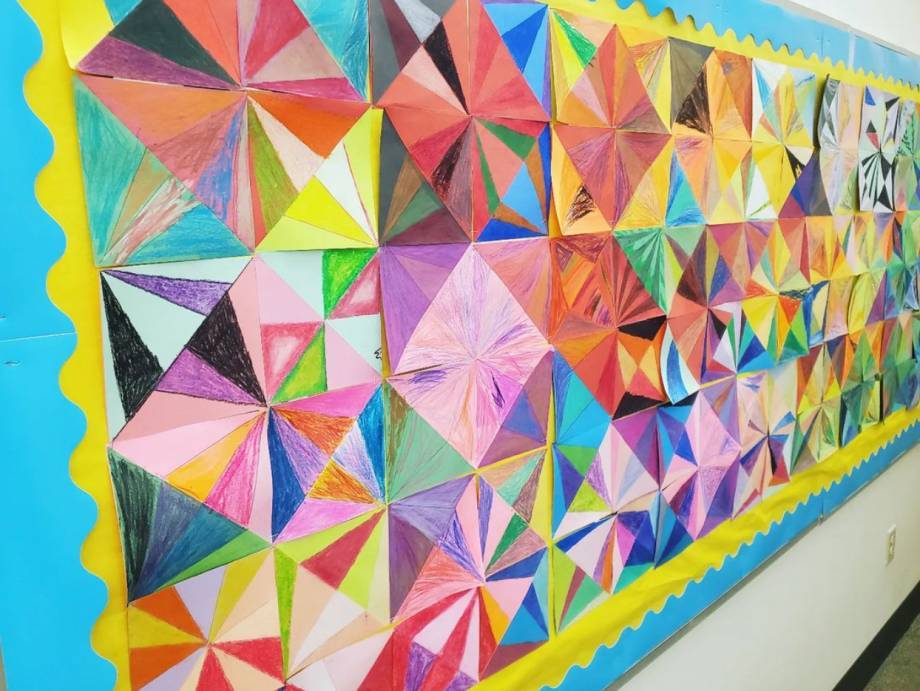 Colorful Geometric Paper Collage Display