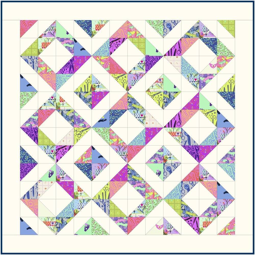 Colorful Half-Square Triangle Patchwork Quilt
