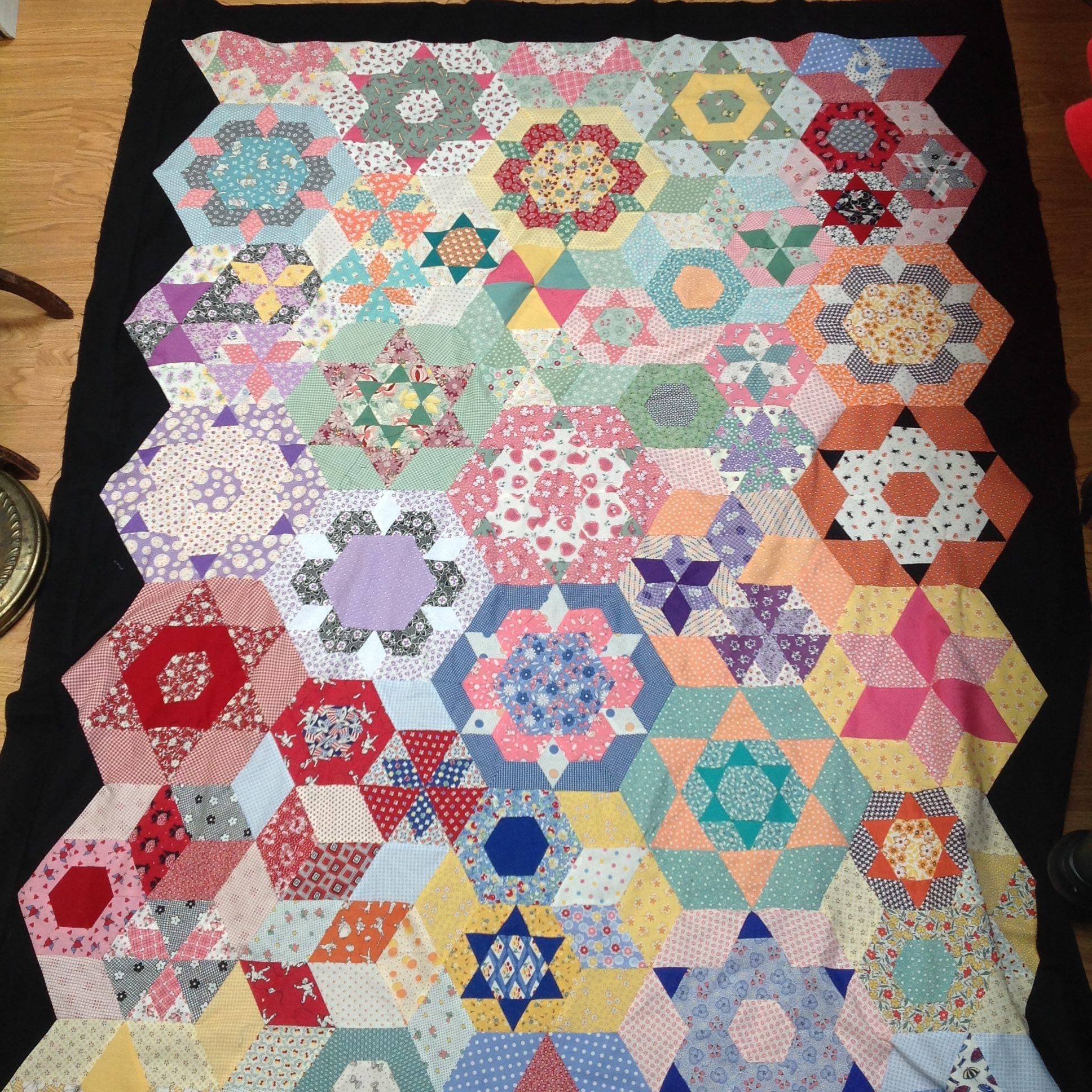 Colorful Hexagon Patchwork Quilt Project