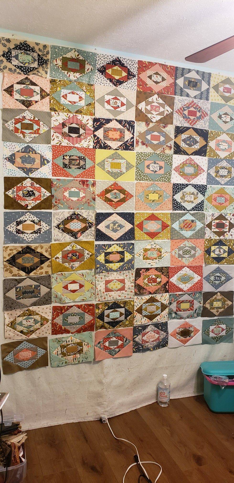 Colorful Patchwork Diamond Quilt Blocks