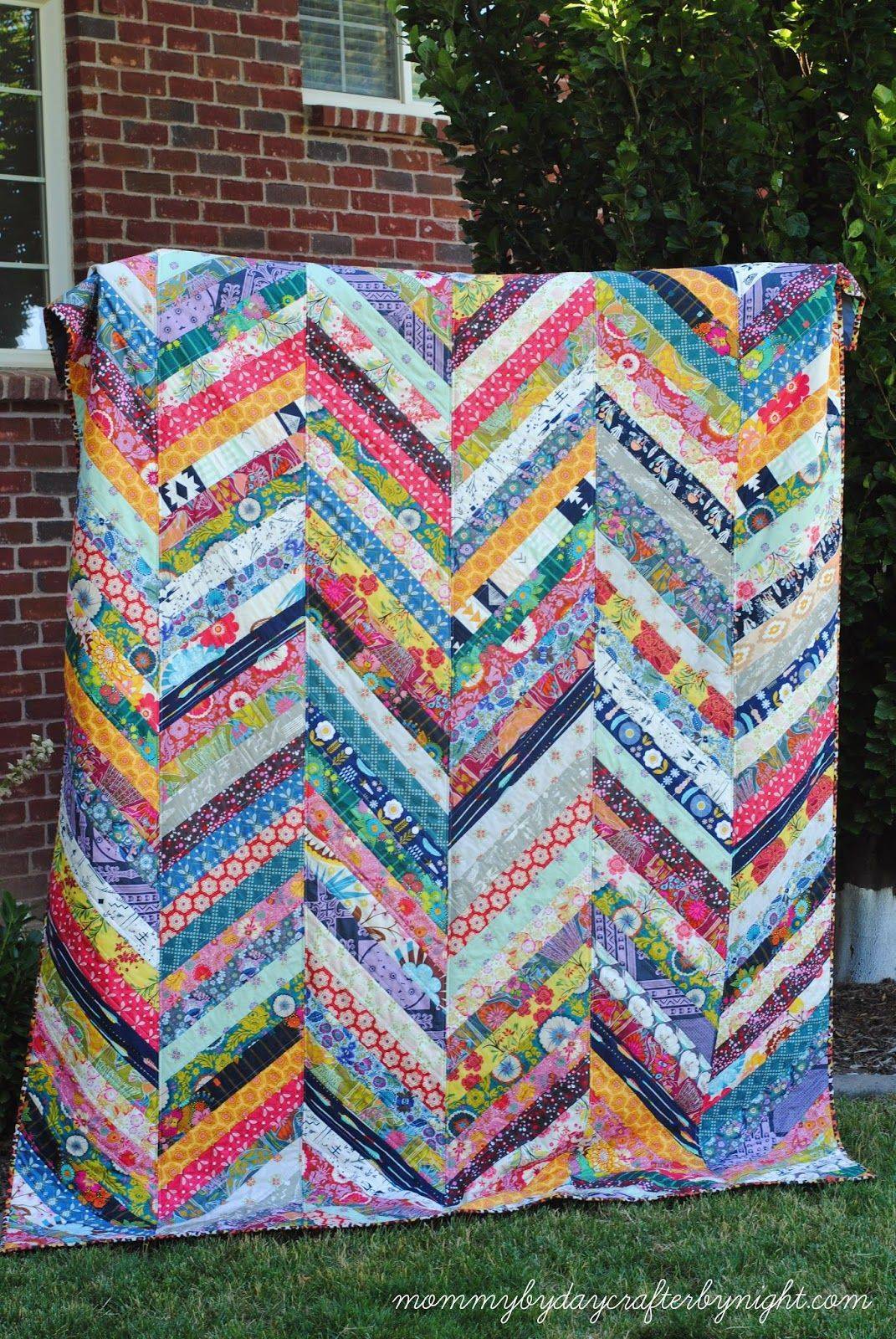 Colorful Striped Herringbone Quilt Project