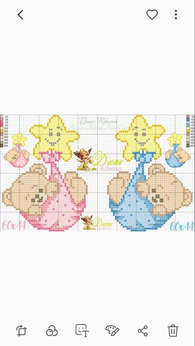 Cute Teddy Bear and Star Cross Stitch Pattern