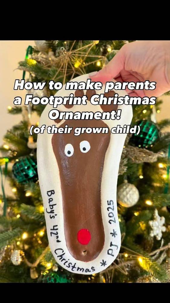 DIY Footprint Reindeer Christmas Ornament