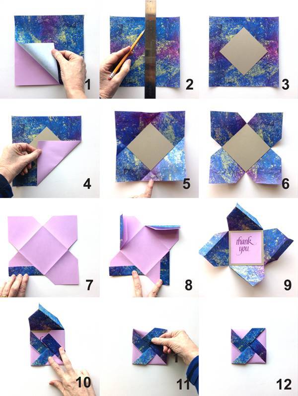 27 Easy Origami Tutorials DIY Pinwheel Fold Card Tutorial