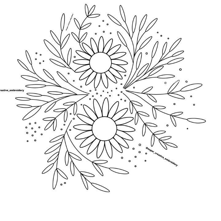 Daisy and Leaf Border Embroidery Pattern