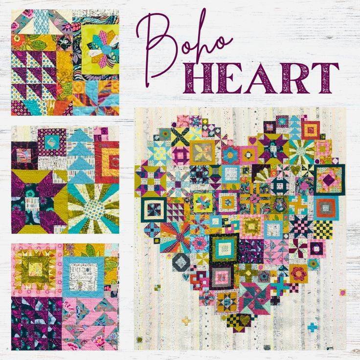 Eclectic Patchwork Boho Heart Quilt Project