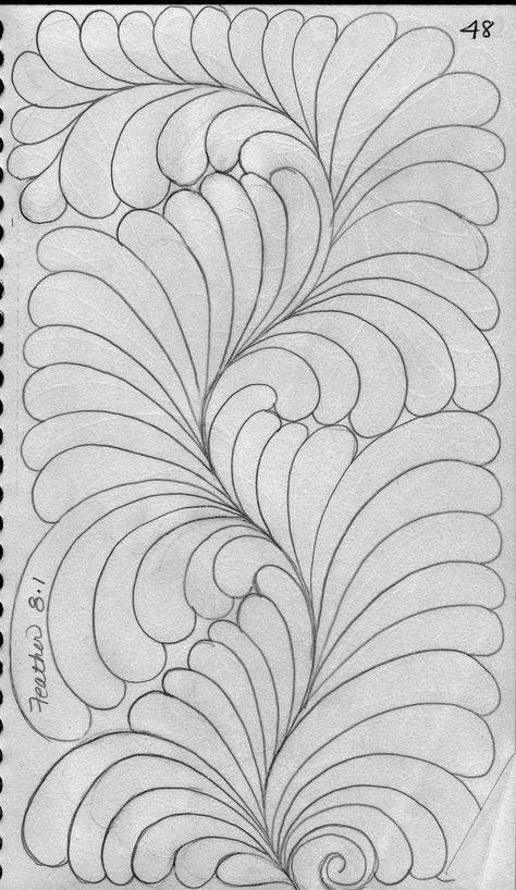 Elegant Feather Quilting Design Sketch