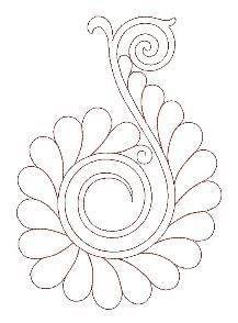 Elegant Swirl Feather Embroidery Design