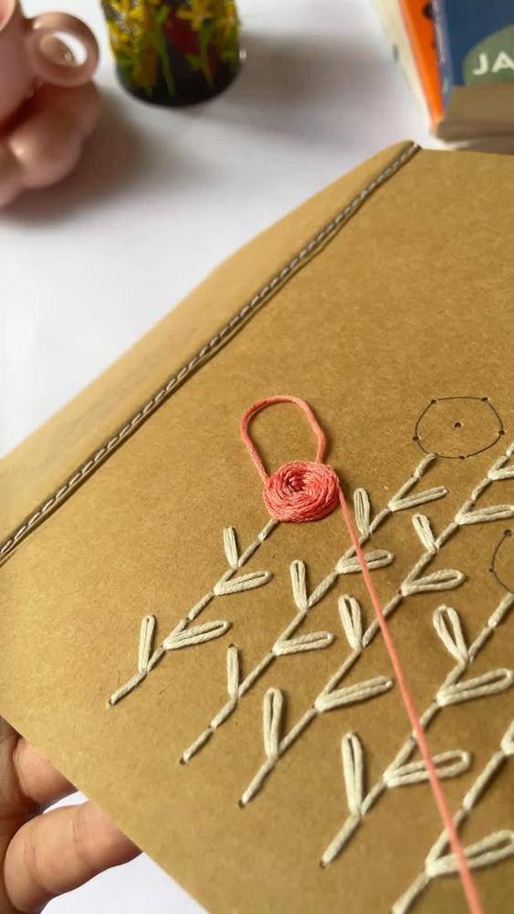 Embroidered Floral Notebook Cover Craft