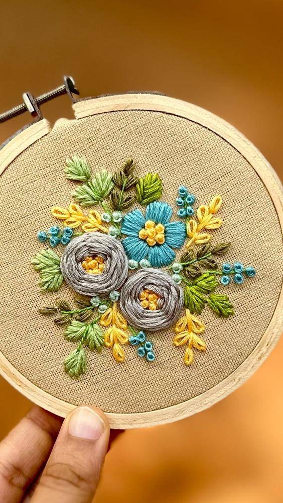 Embroidery Hoop Floral Cluster Project