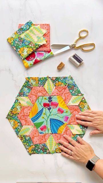 English Paper Piecing Hexagon Quilt Block