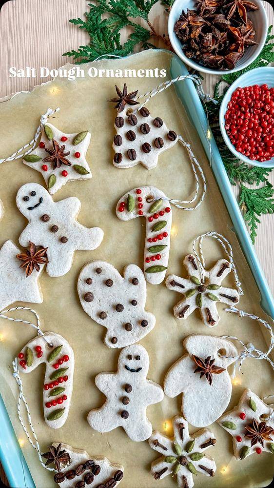 Festive Salt Dough Ornaments with Natural Embellishments