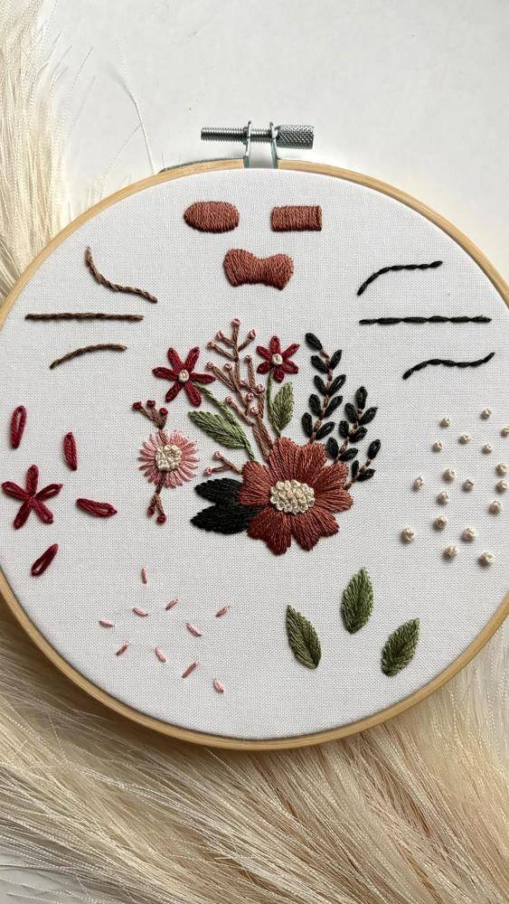 Floral Hand Embroidery Hoop Art