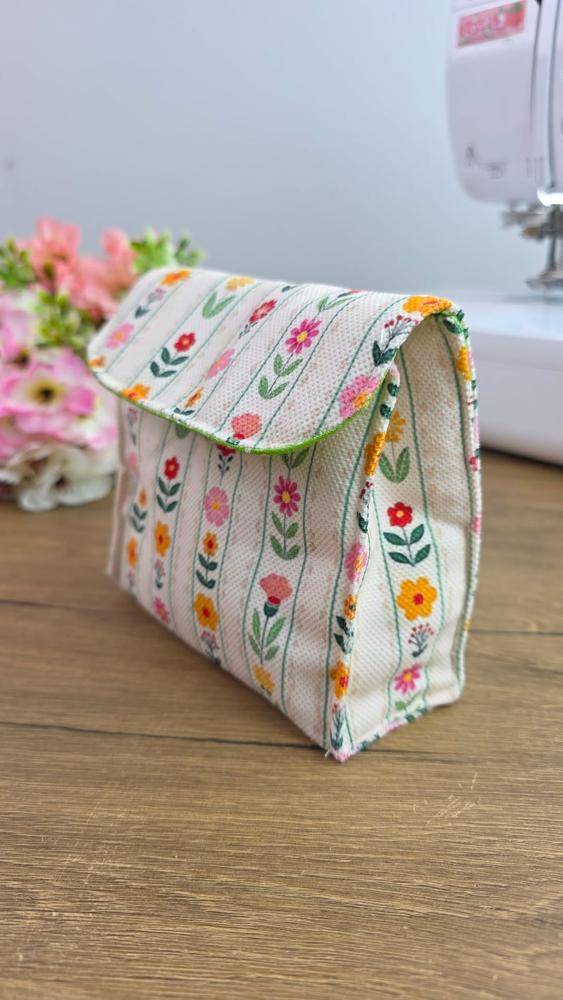 Floral Striped Fold-Over Makeup Bag Sewing Project
