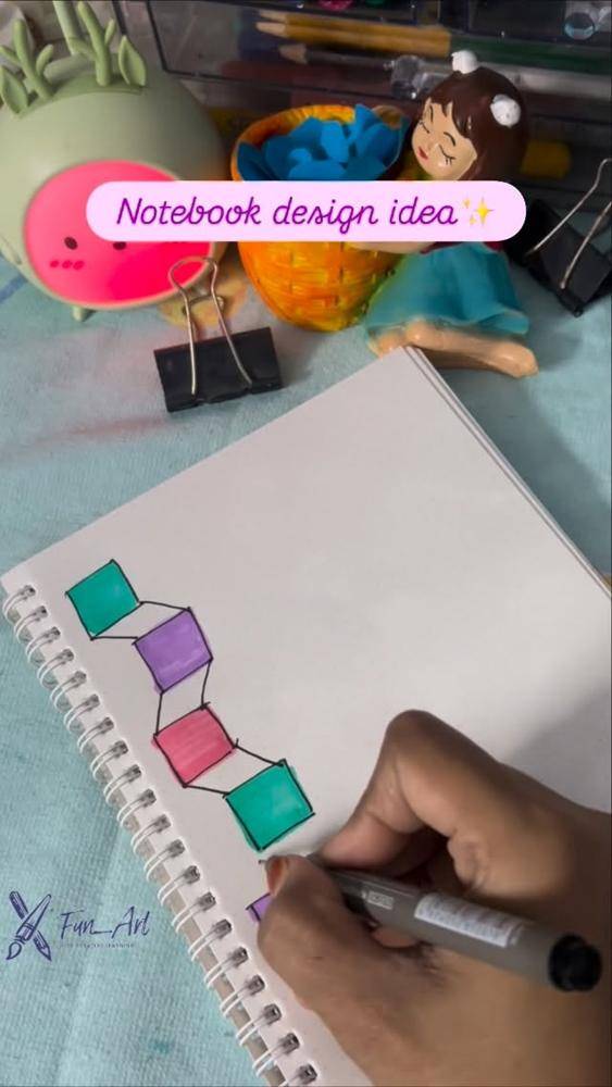 Geometric Block Art Notebook Design