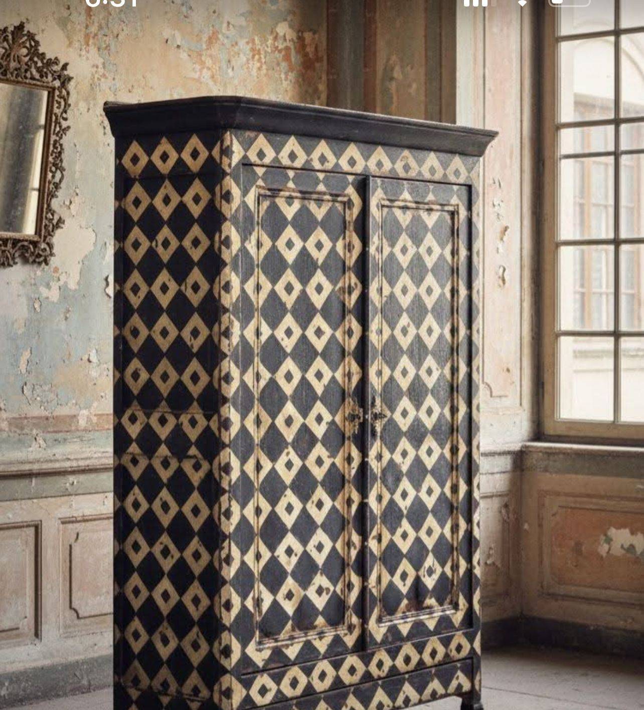 Geometric Diamond Painted Cabinet DIY