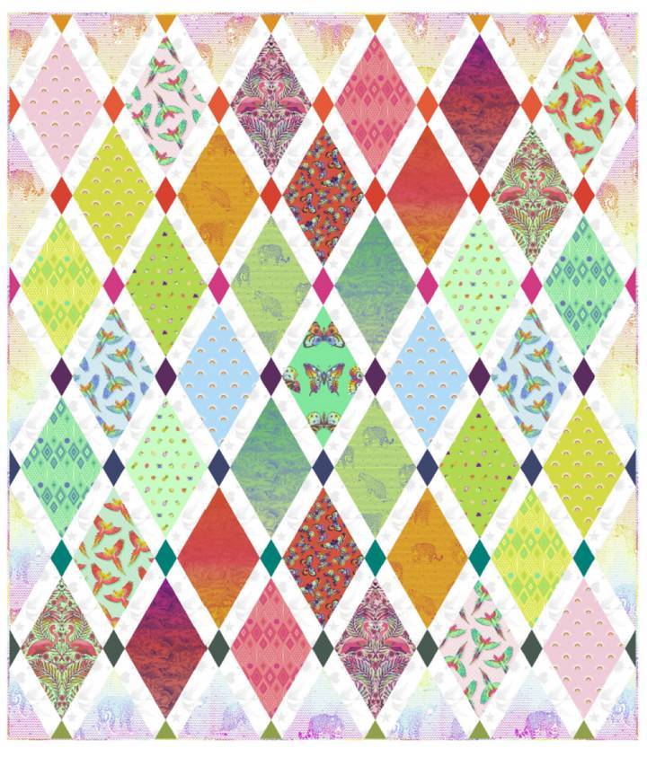 Geometric Diamond Patchwork Quilt Pattern