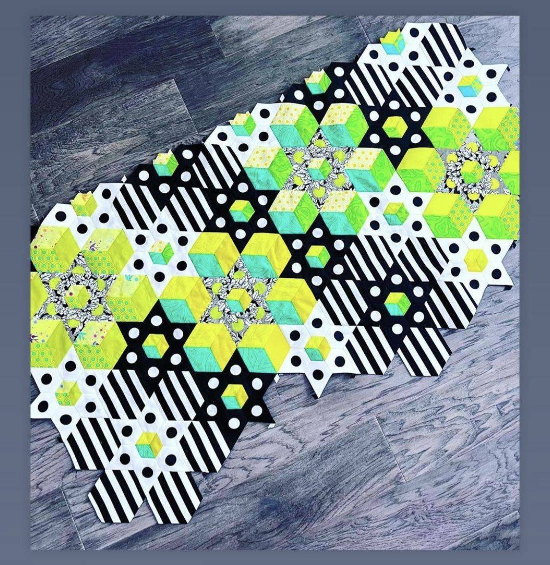 Geometric Hexagon English Paper Piecing Quilt Runner