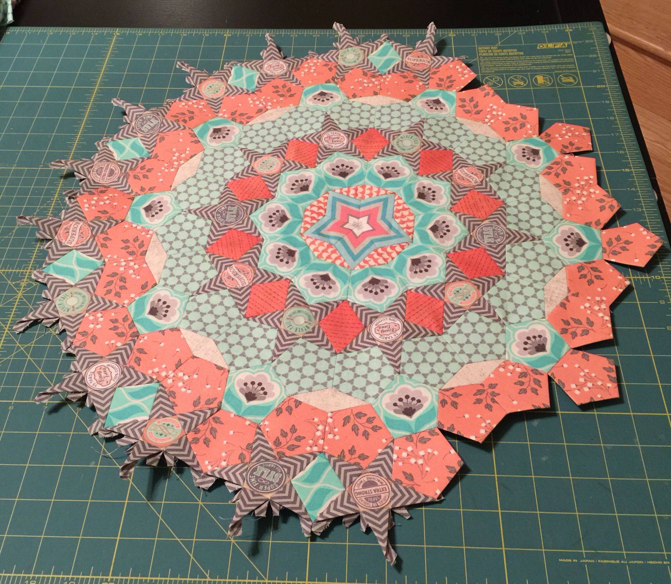 Geometric Hexagon Patchwork Quilt Block