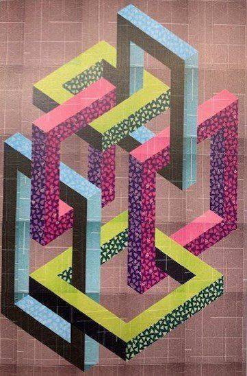 Geometric Illusion Quilt Block Pattern