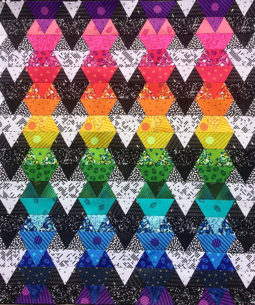 Geometric Rainbow Triangle Quilt