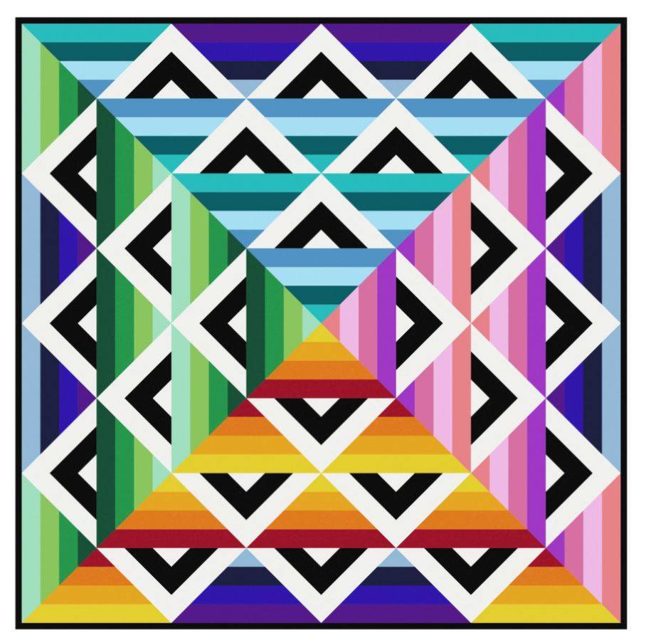 Geometric Striped Triangle Quilt Design