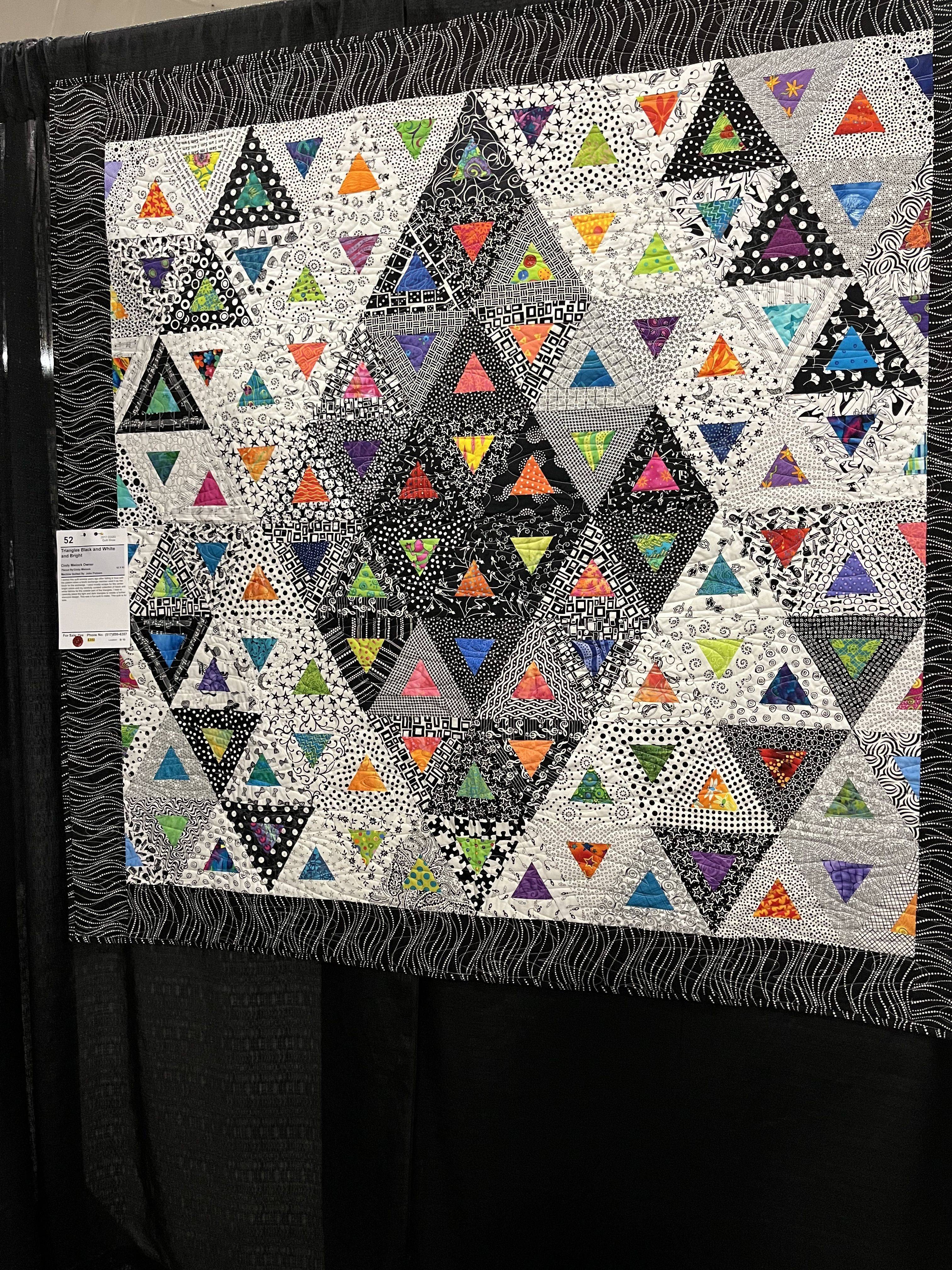 Geometric Triangle Quilt with Tula Pink Linework Fabrics