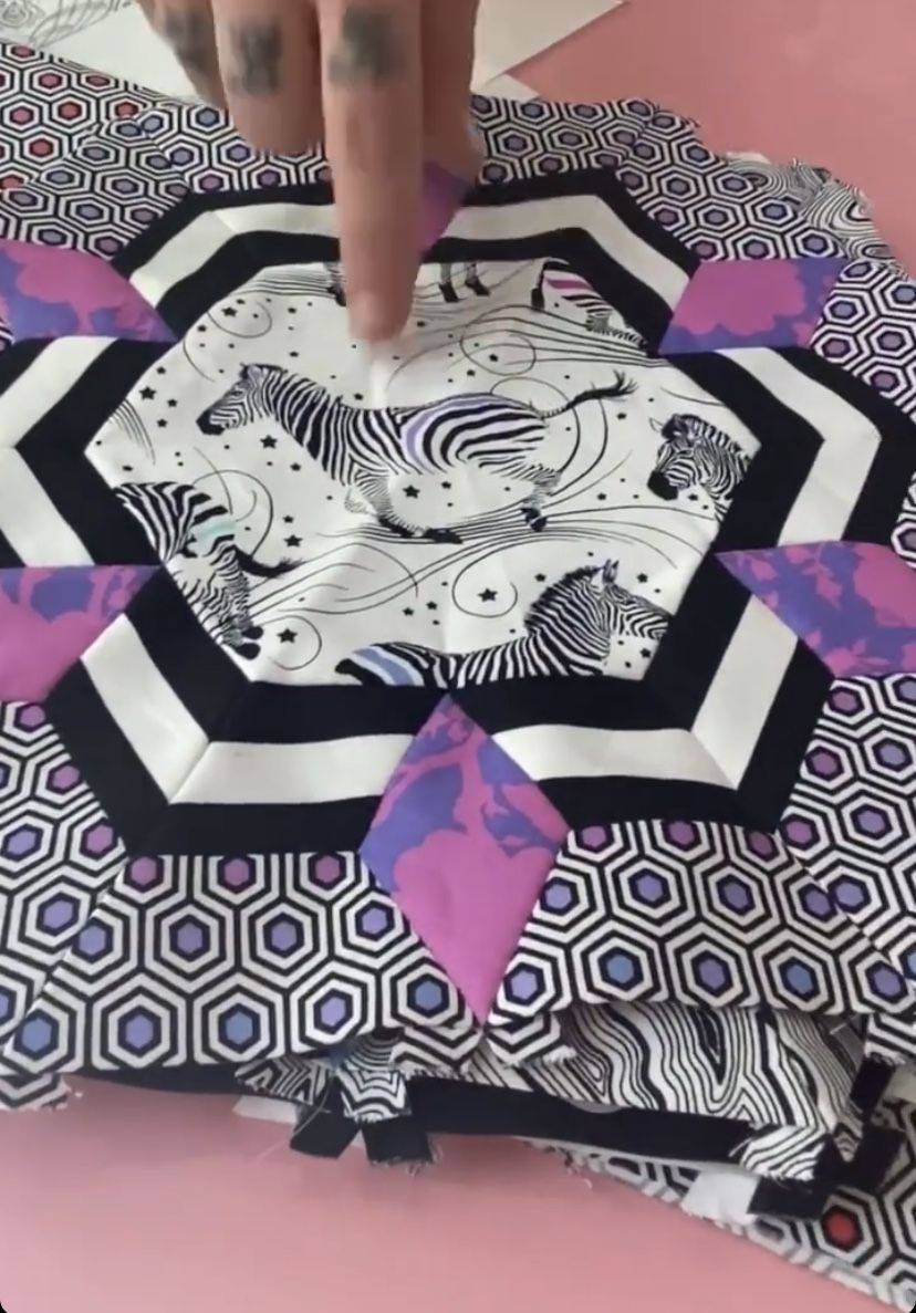 Geometric Zebra Hexagon Quilt Block Project