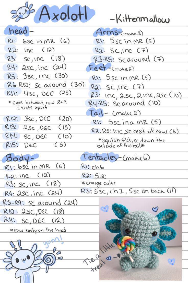 30 Axolotl Crochet Patterns Hand-Crocheted Axolotl Amigurumi Project
