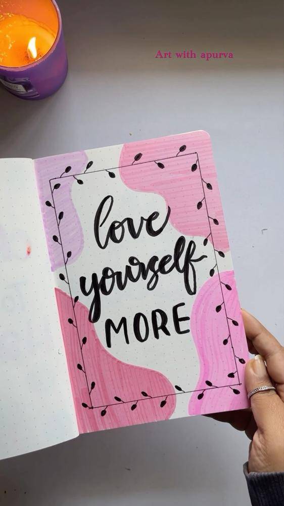 Hand-Lettered "Love Yourself More" Notebook Cover Art