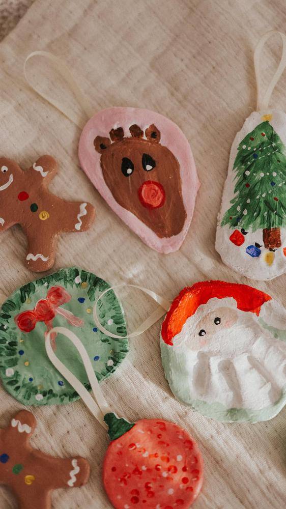 Hand-Painted Salt Dough Christmas Ornaments