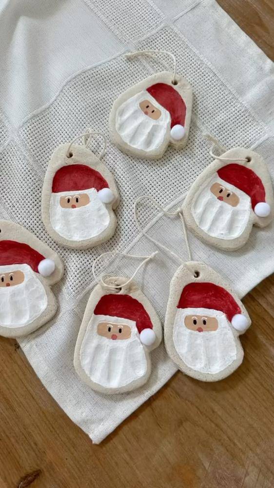 Hand-Painted Santa Claus Salt Dough Ornaments