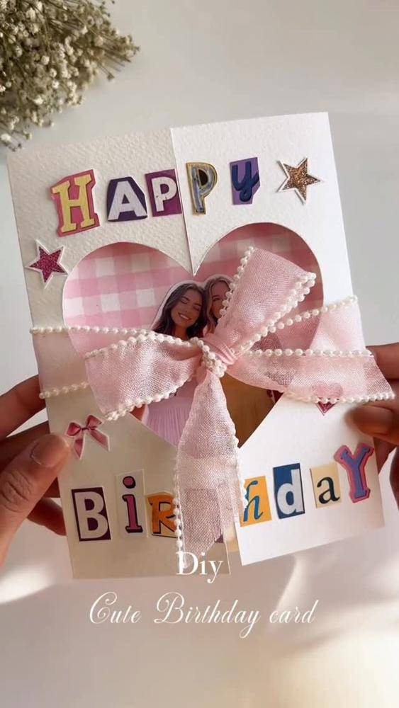 Handmade Photo Birthday Card with Heart Cutout