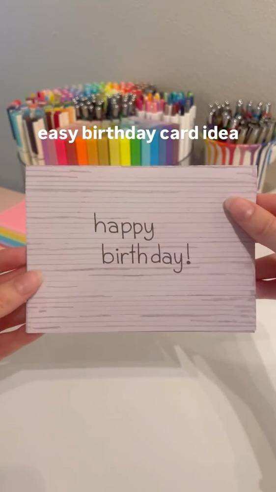 Handwritten "Happy Birthday" Card with Wood Grain Background