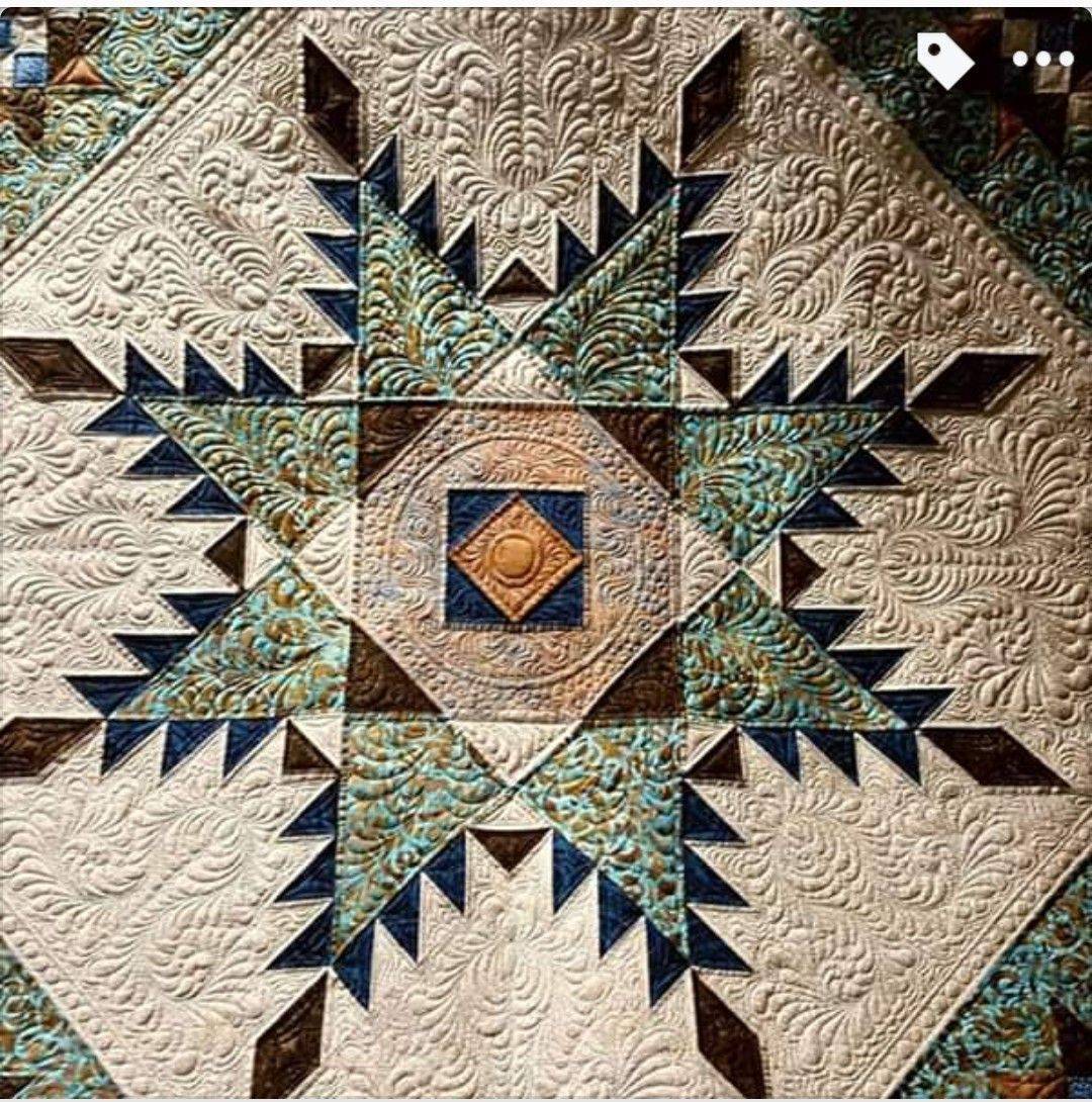 Intricate Feathered Star Quilt Pattern