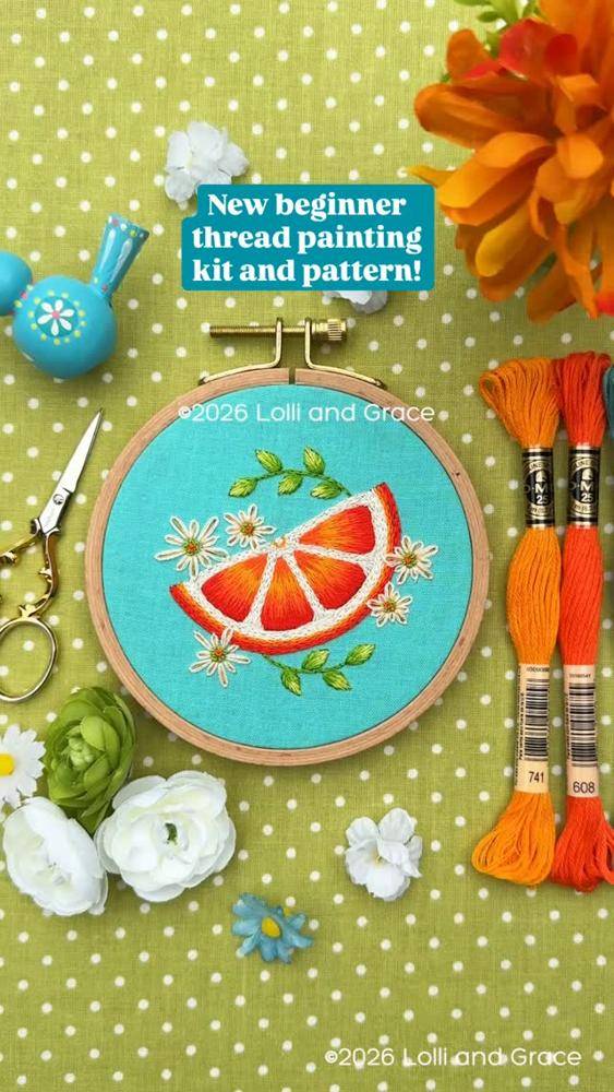 Juicy Citrus Slice Embroidery Hoop Art