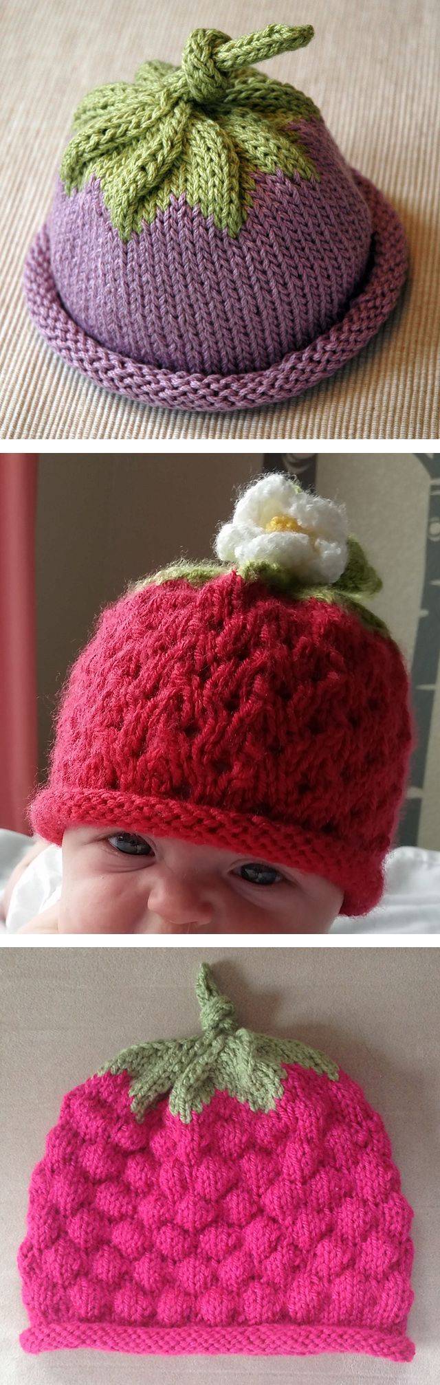 28 Baby Hat Knitting Patterns Knitted Strawberry and Berry Baby Hats