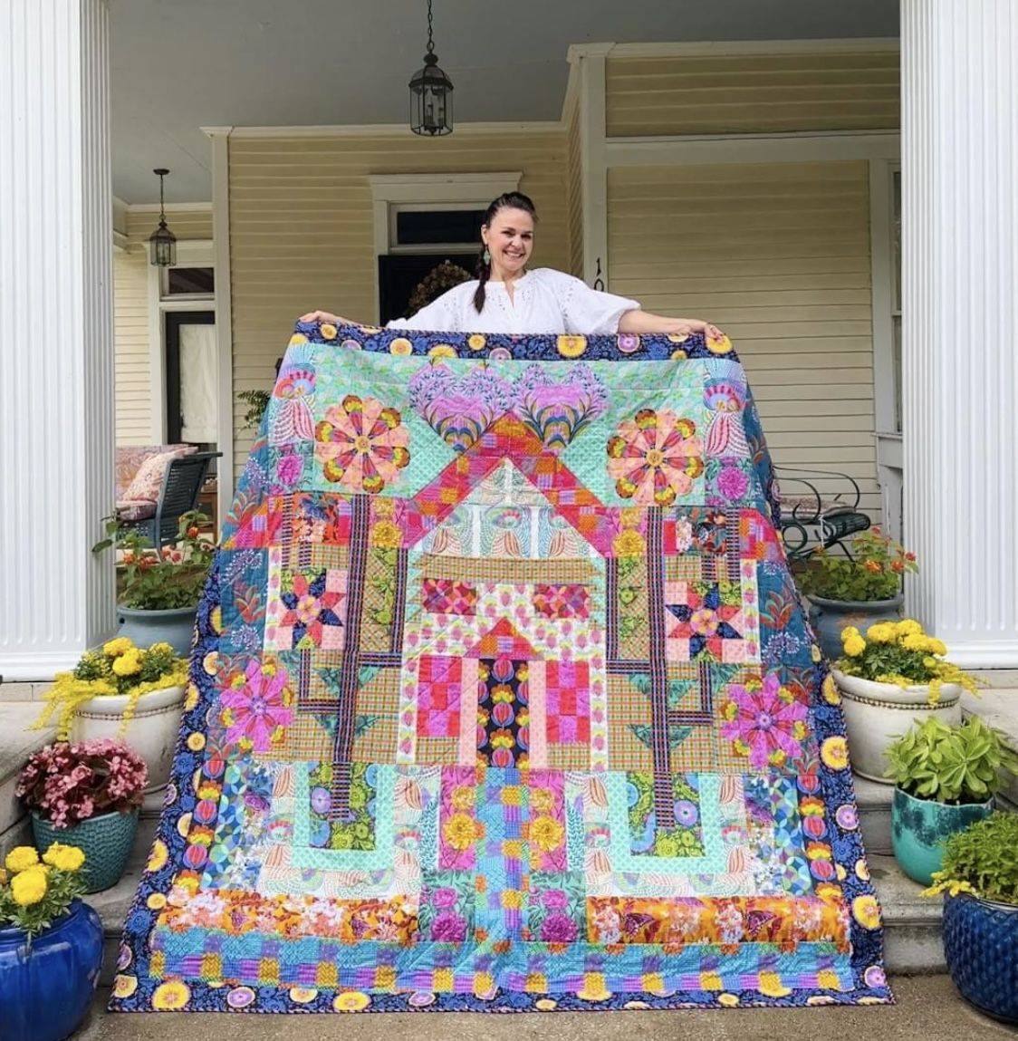 Maximalist House Quilt Block Design