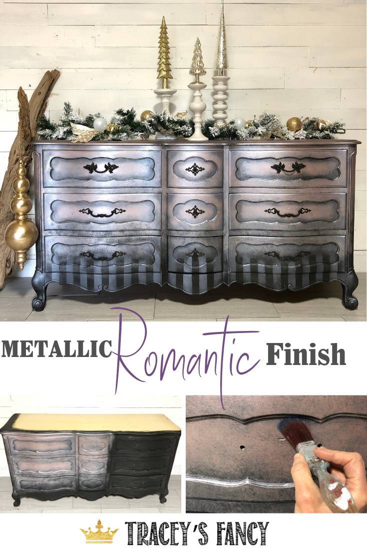 Metallic Romantic Finish Dresser Makeover