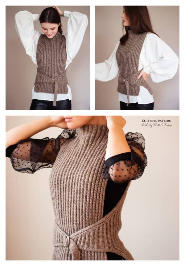 22 Knit Vest Patterns Mock Neck Ribbed Knit Vest Pattern