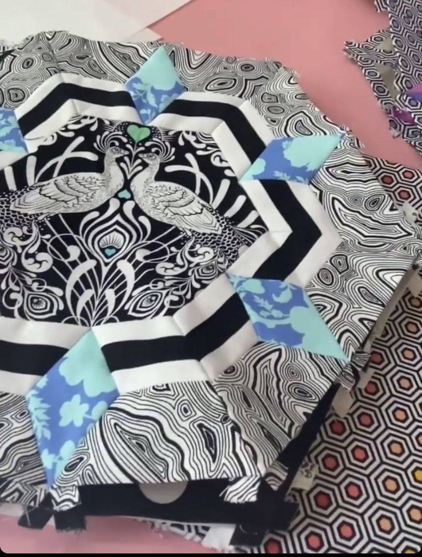 Monochromatic Geometric Patchwork Quilt Block
