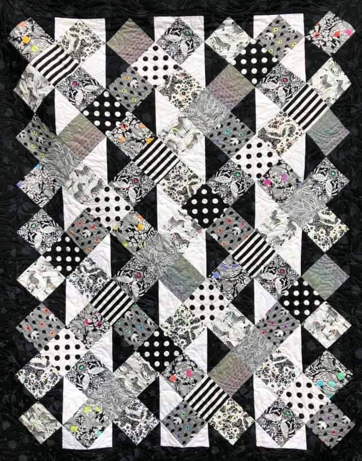 Monochromatic Geometric Patchwork Quilt Project
