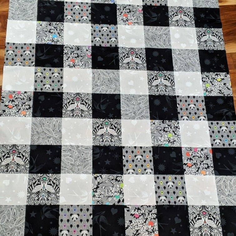 Monochromatic Linework Patchwork Quilt