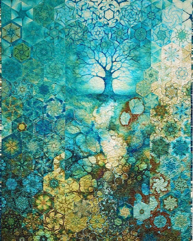 One Block Wonder Quilt with Tree of Wisdom Panel
