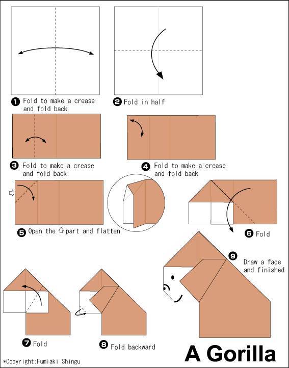 27 Easy Origami Tutorials Origami Gorilla Folding Craft
